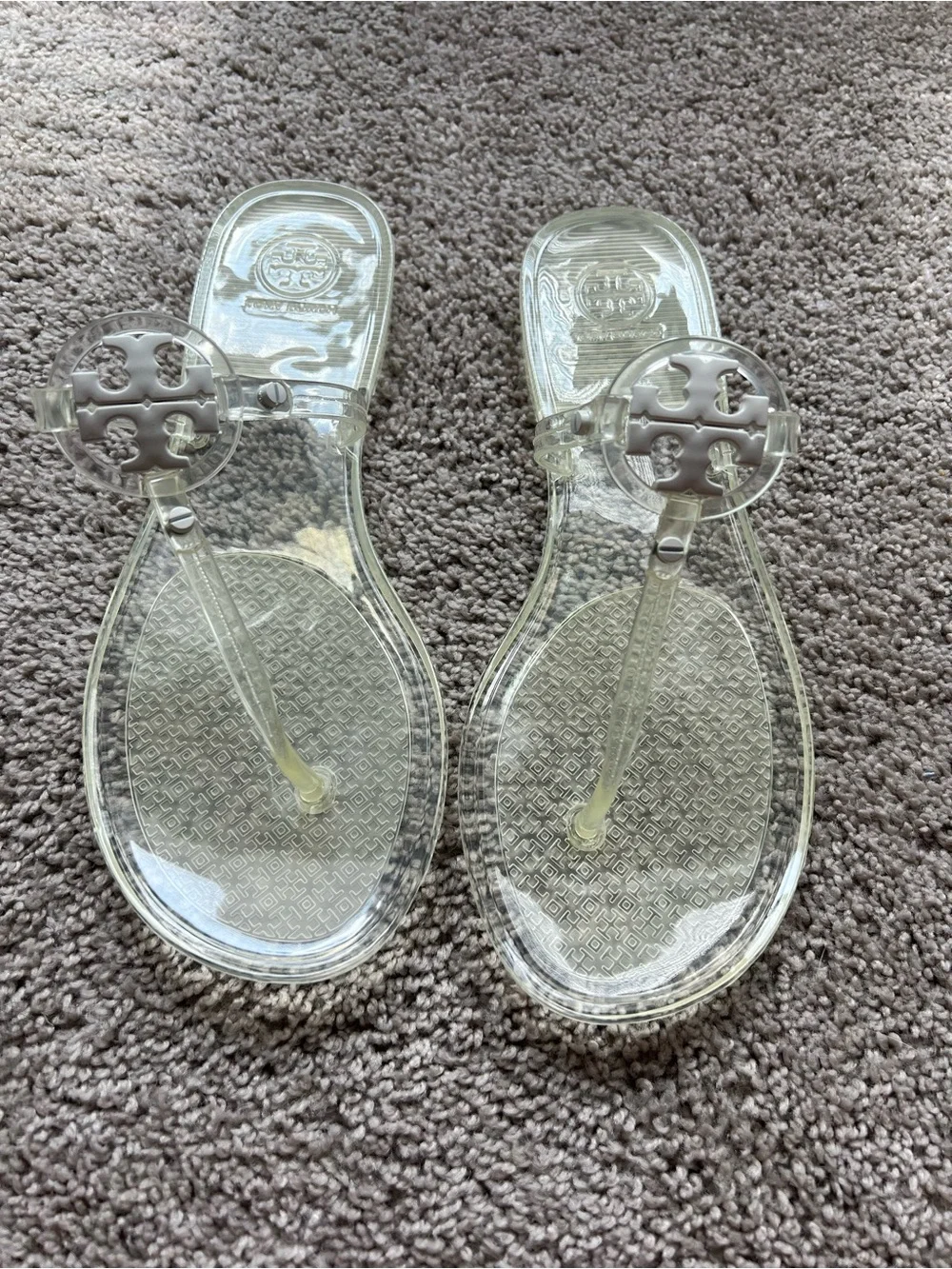 Tory Burch Transparent Jelly Miller Logo Thong Sandals - Clear
